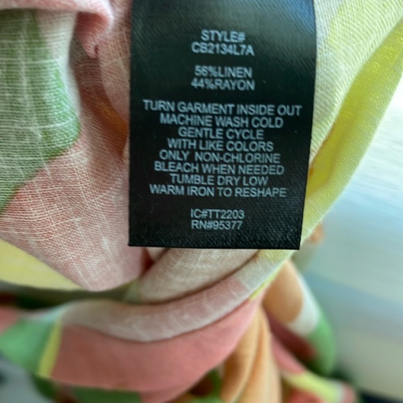 Square neck lime yellow coral spring palette short sleeve elastic adjust top NWT - Picture 5 of 12